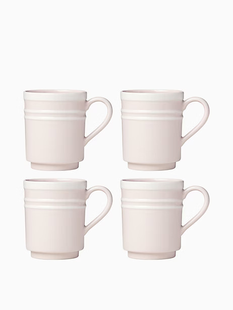 Kate Spade All in Good Taste Sculpted Stripe Mug, Set of 4, Pink | Kate Spade (US)