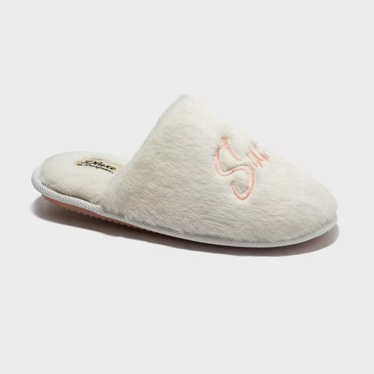 dluxe by dearfoams Women's Mother's Day Super Mom Slippers - Cream | Target