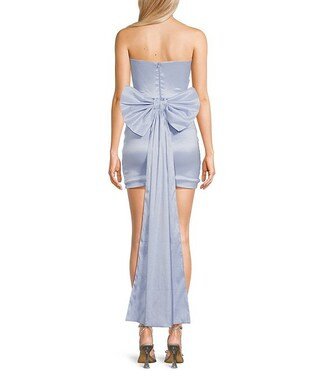 Allison & Kelly Strapless Taffeta Bow Back With Detachable Train Mini Dress | Dillard's | Dillard's