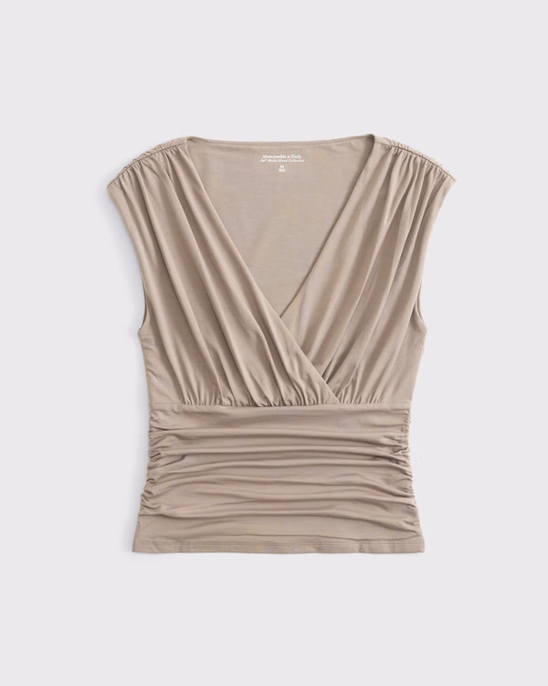 Women's Ruched V-Neck Top | Women's Tops | Abercrombie.com | Abercrombie & Fitch (US)