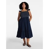 Time and Tru Women's and Women's Plus Sleeveless Smocked Cotton Midi Dress, Sizes XS-4X | Walmart (US)