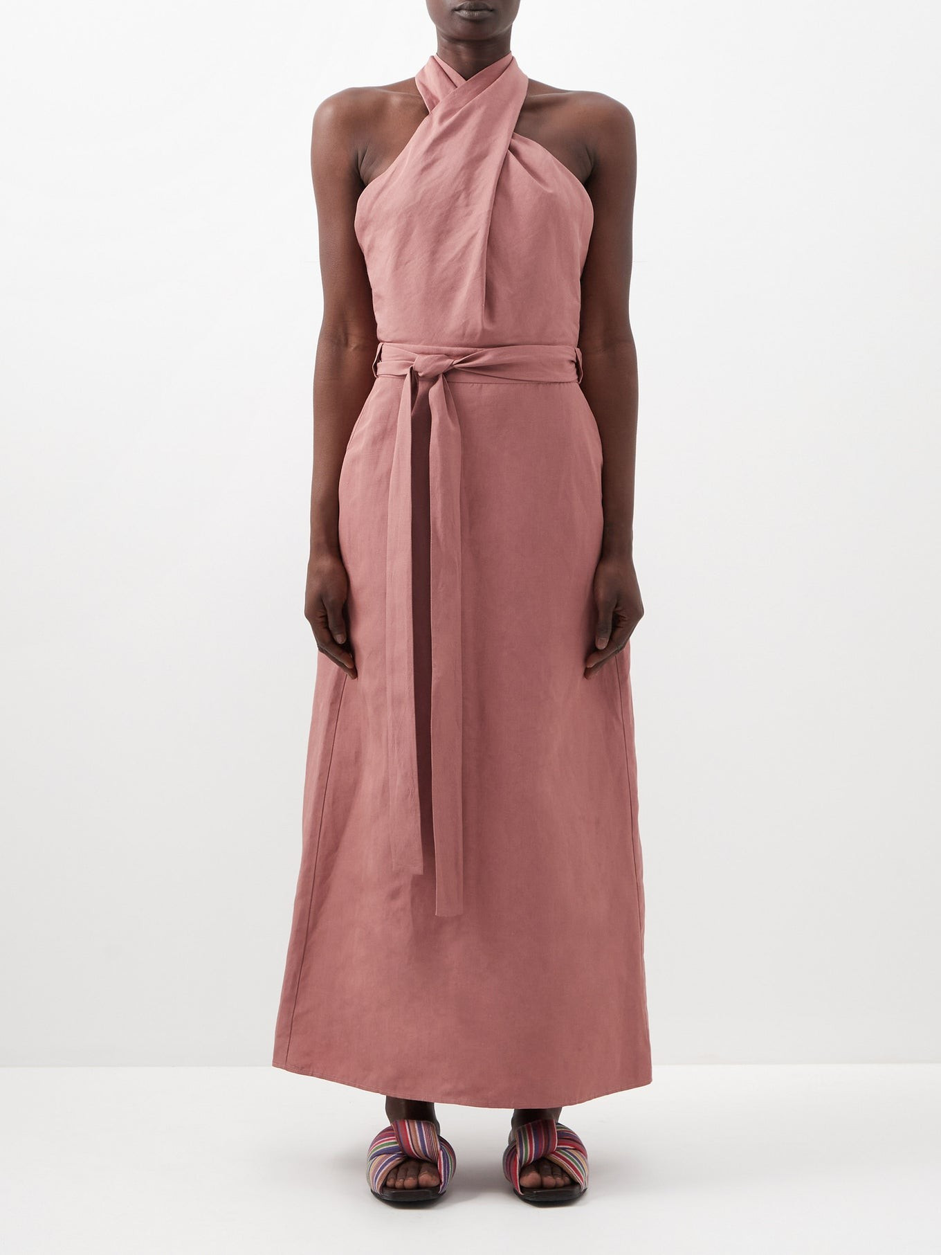 Cross-front silk-blend halter dress | Matches (US)