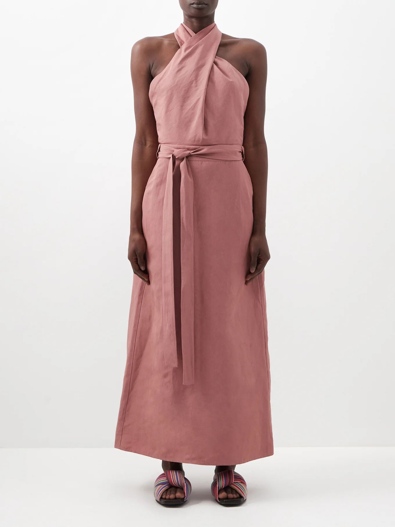 Cross-front silk-blend halter dress | Matches (US)