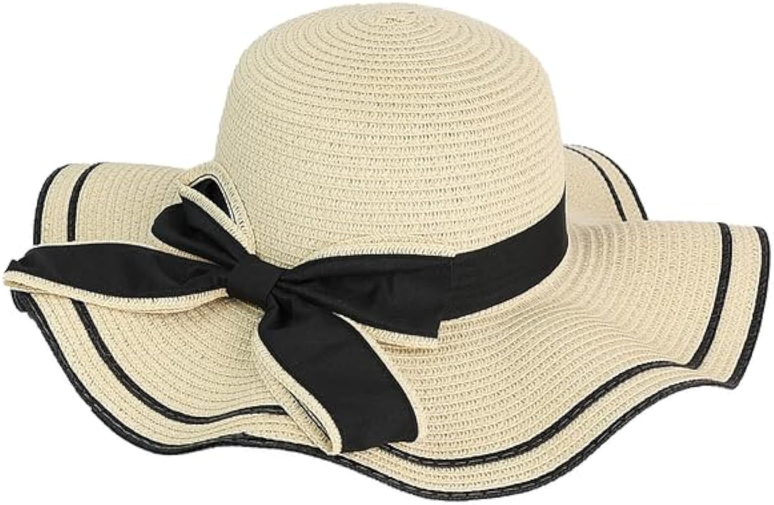 Arctic Barrier Chic Scallop Floppy Straw Hat with Bow: Perfect Summer Accessory! | Amazon (US)