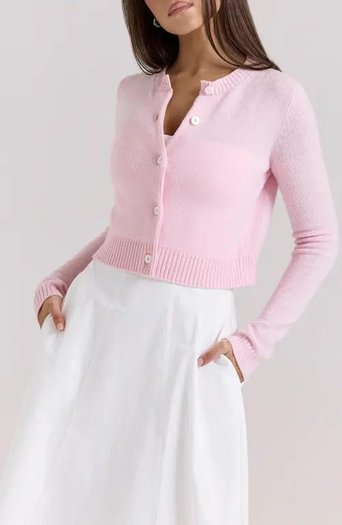 HOUSE OF CB Alliana Wool Cardigan in Icy Pink at Nordstrom, Size Medium | Nordstrom