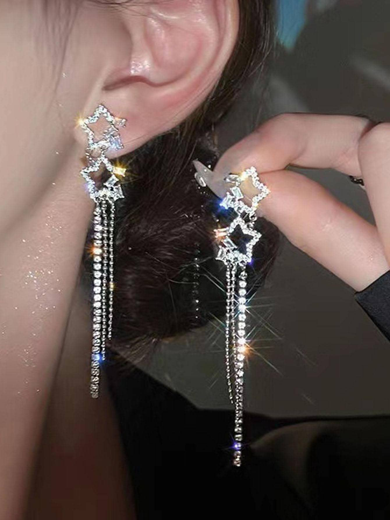 Rhinestone Star Decor Drop Earrings | SHEIN