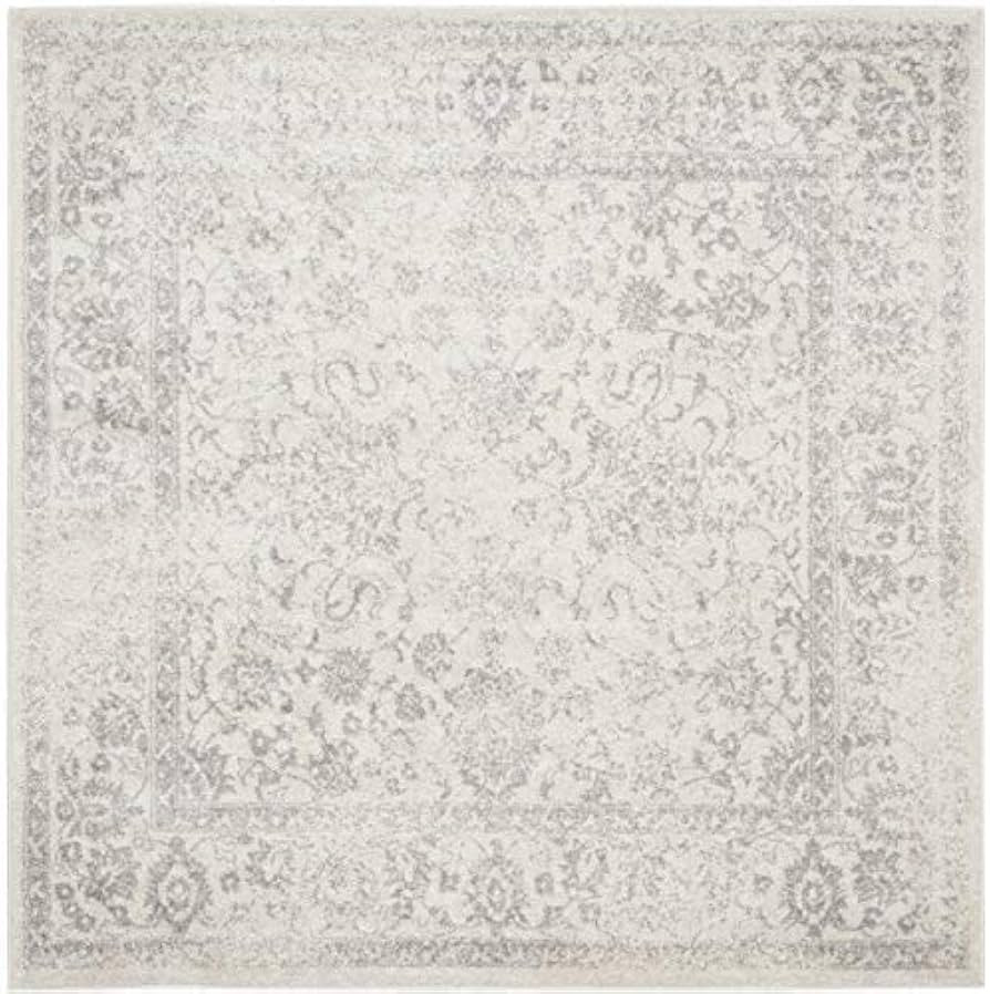 SAFAVIEH Adirondack Collection Area Rug - 10' Square, Ivory & Silver, Oriental Distressed Design,... | Amazon (US)