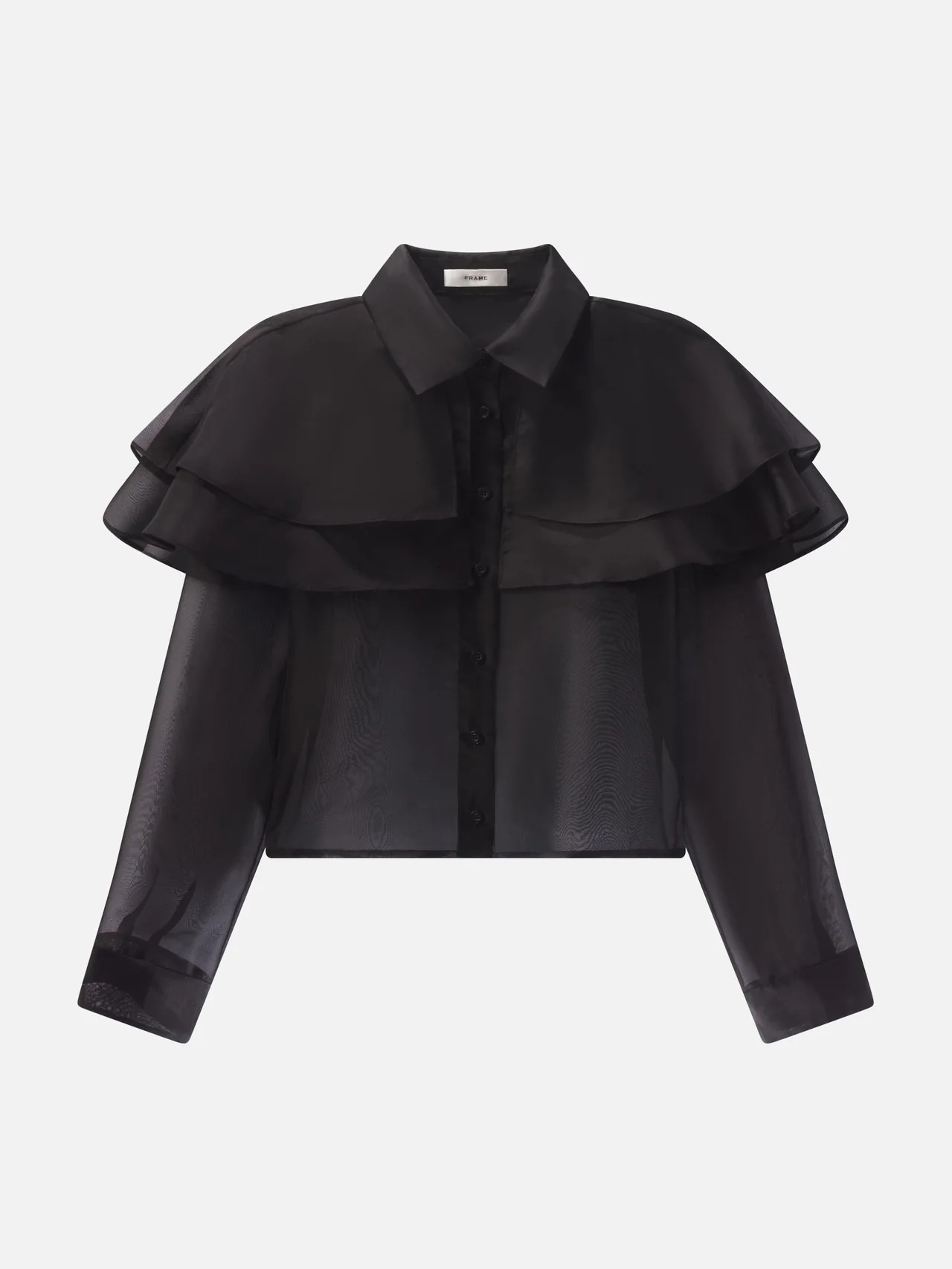 THE ORGANZA CAPE L/S TOP BLACK | Frame Denim
