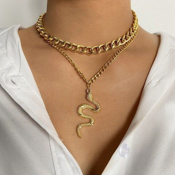 Snake Necklace Gold Serpent Necklace Gift for Her Dainty Necklace Gold Snake Charm Necklace Jewel... | Etsy (US)