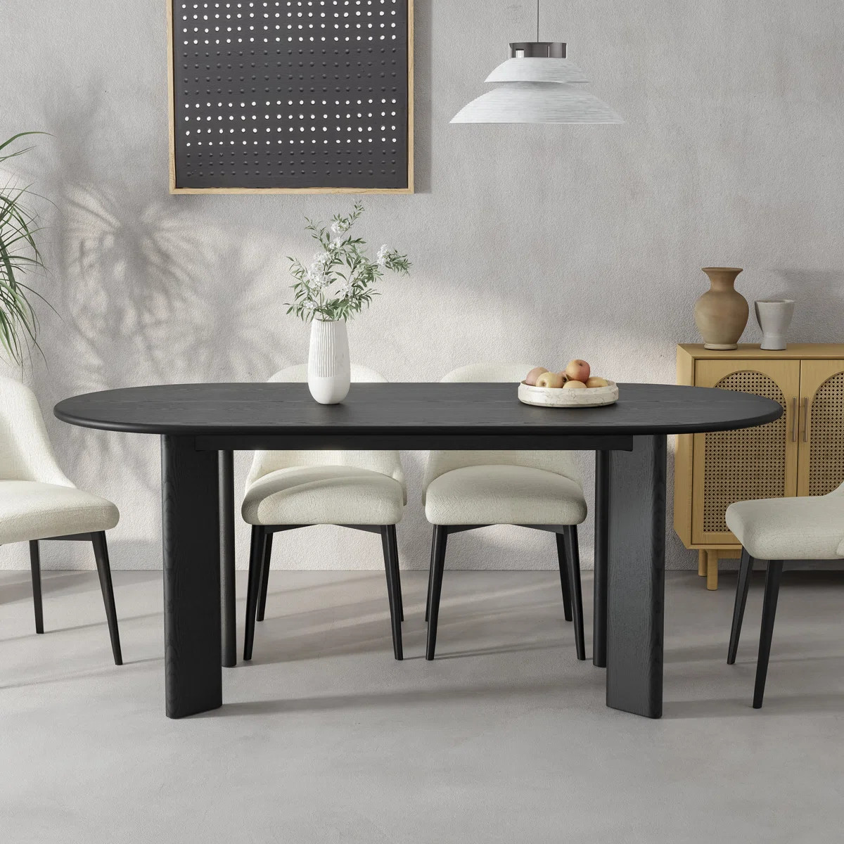 67“L×33.5"W Oval Wood Dining Table Kitchen Table with 4 Legs | Wayfair North America
