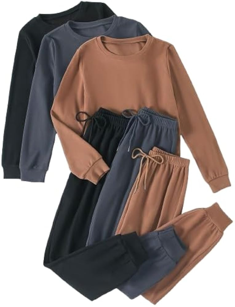 Conjunto Deportivo para Mujer de 2 Piezas con Mangas Largas y Pantalones en Tejido de Pana, 3 con... | Amazon (US)