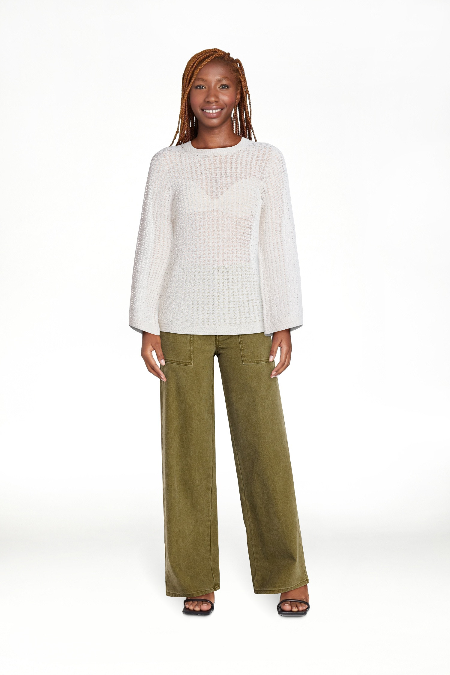 Time and Tru Women’s Textured Cotton Sweater with Long Sleeves, Lightweight, Sizes XS-XXXL | Walmart (US)