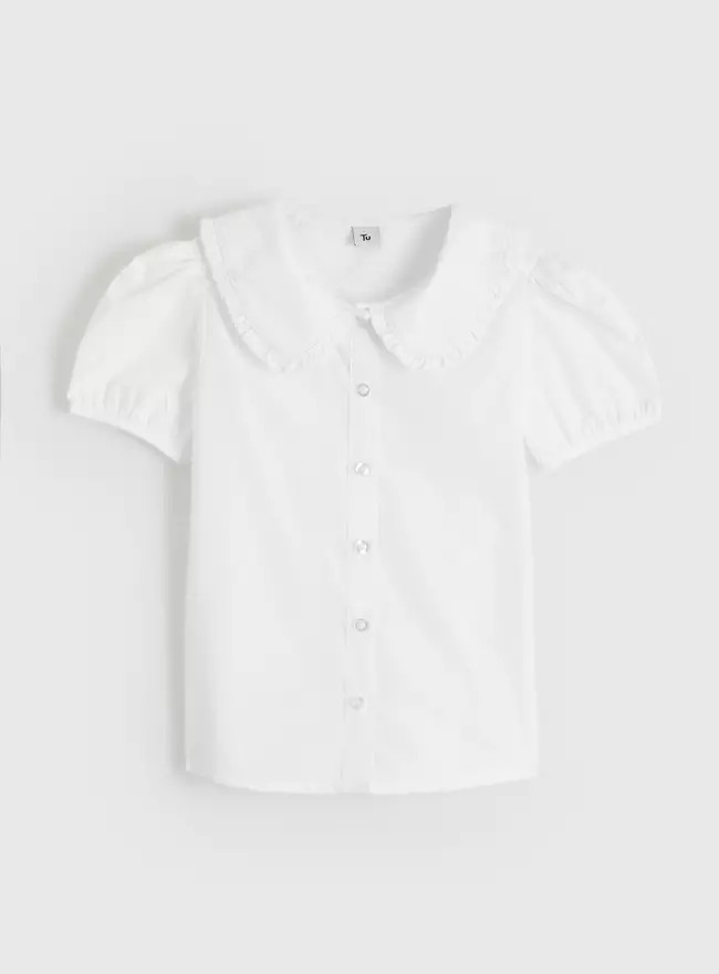 Buy White Large Collar Short Sleeve Blouse 4 years | Features and benefits | Tu | Tu Clothing