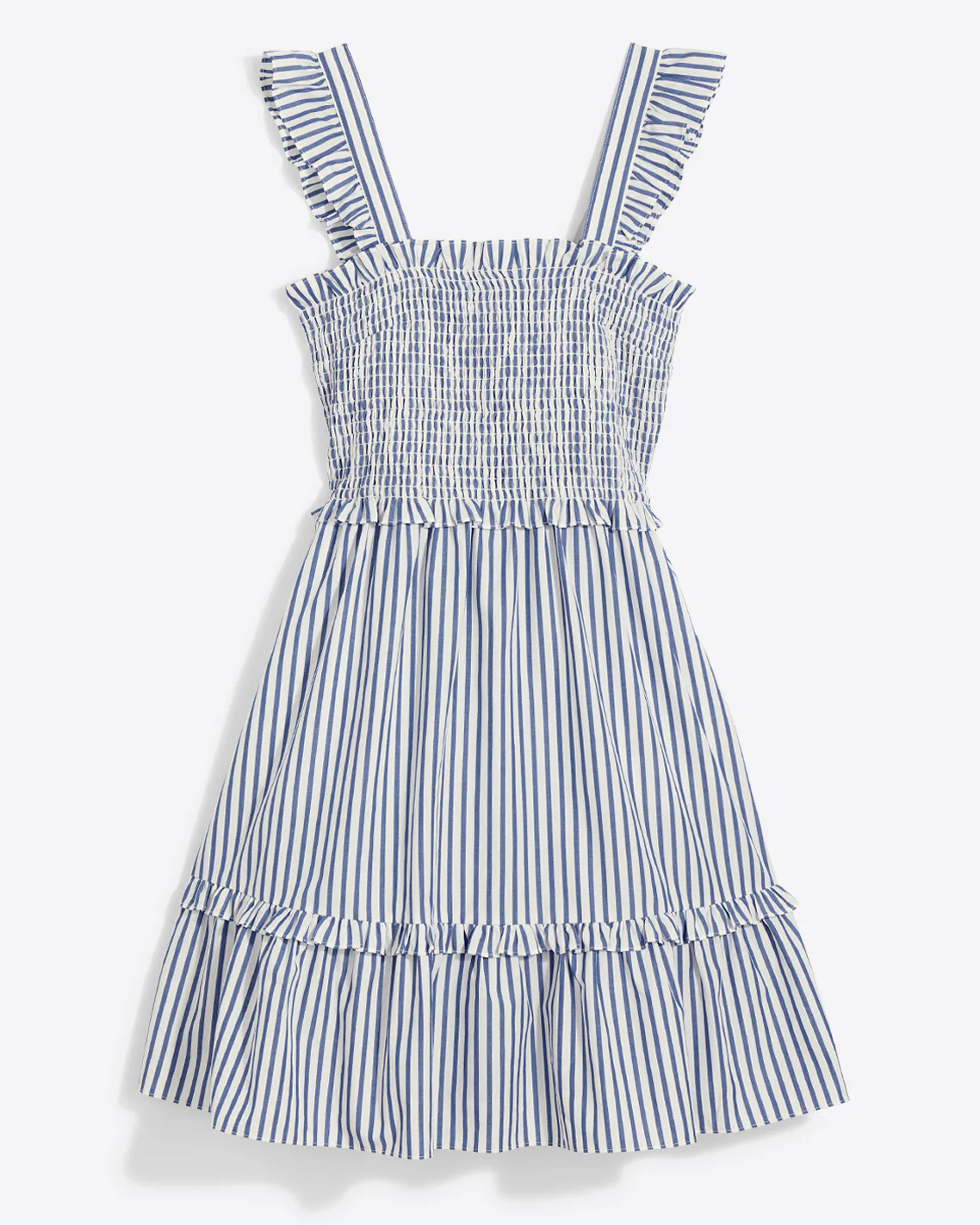 Shania Smocked Dress in Blue Shirting Stripe | Draper James (US)