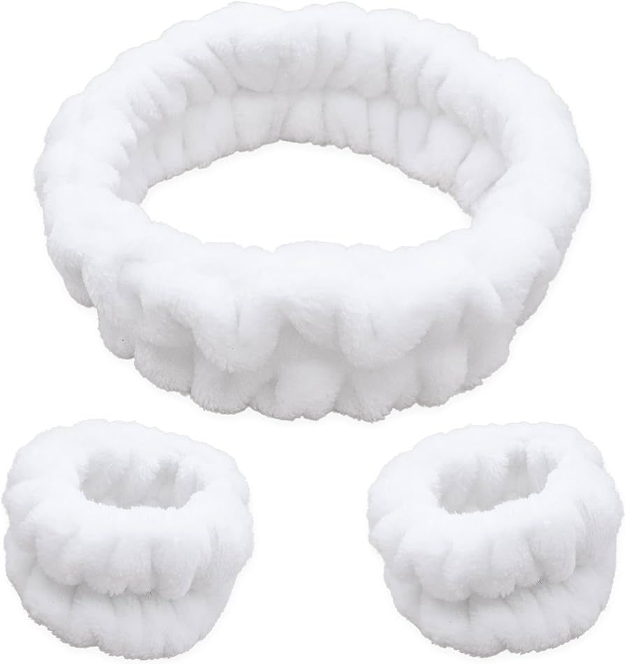 FROG SAC Spa Headband for Washing Face and Matching Wristbands, Teen Girls Fuzzy Skincare Headban... | Amazon (US)