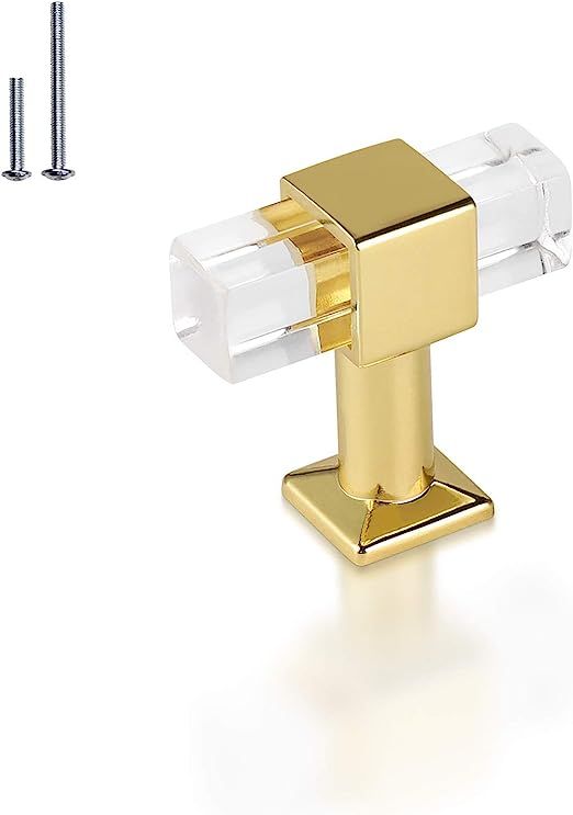 Mengico 1 Pack Gold Cabinet Knob Kitchen Cabinet Pull Lucite Drawer Pull Crystal Cabinet Handle | Amazon (US)