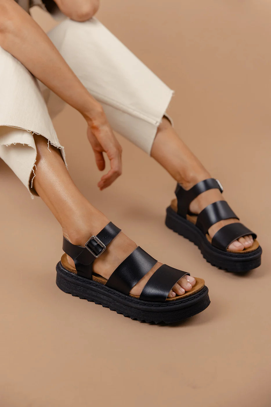Martita Leather Platform Sandals | Roolee