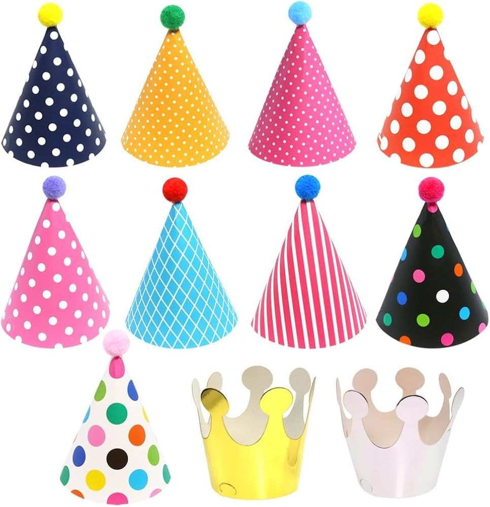 JUNBESTN Small Size Paper Party Hats Birthday Paper Party Hats 11 PCS Party Cone Hat | Amazon (US)