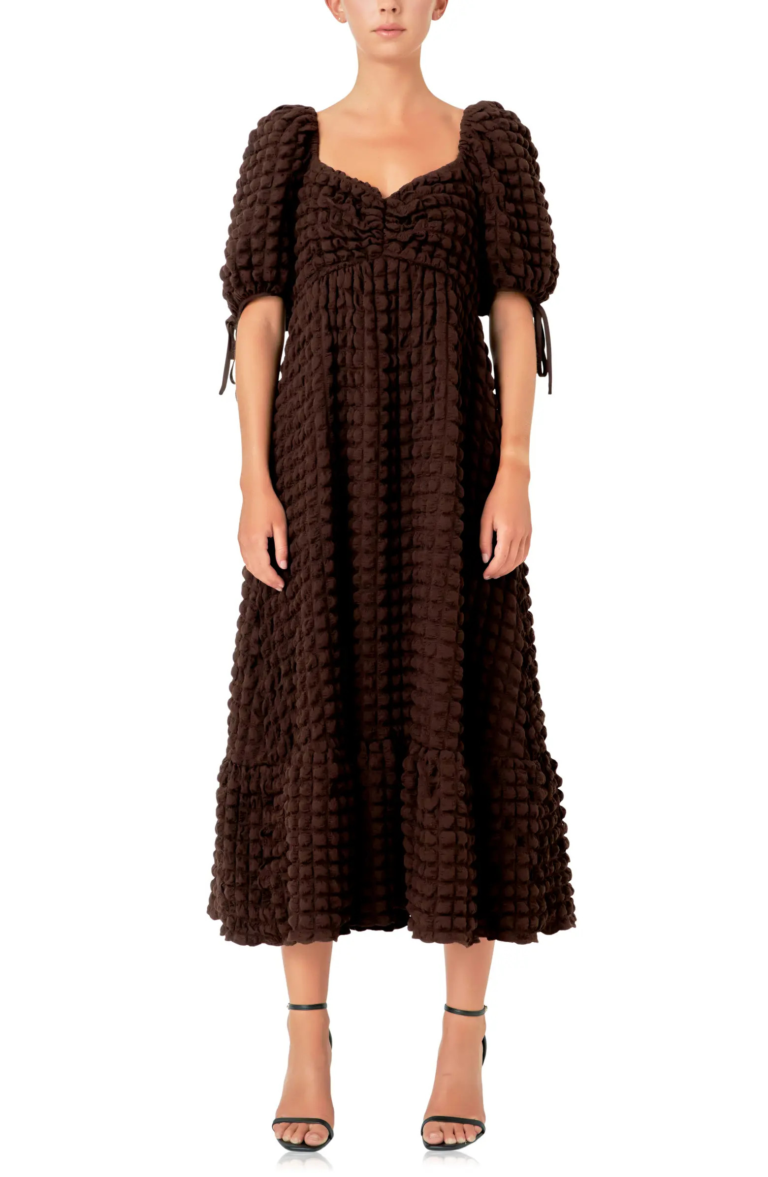 Texture Puff Sleeve Maxi Dress | Nordstrom