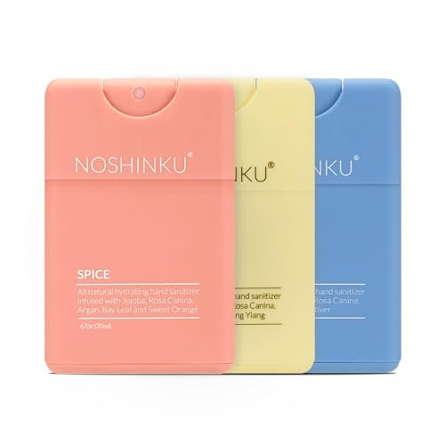 Noshinku Refillable Pocket Hand Sanitizer Discovery Deux 3-Pack | Antibacterial Sanitizing Mist with Moisturizing Botanical Oils | FDA Registered | Sugarcane Derived Alcohol | Travel Size | Amazon (US)