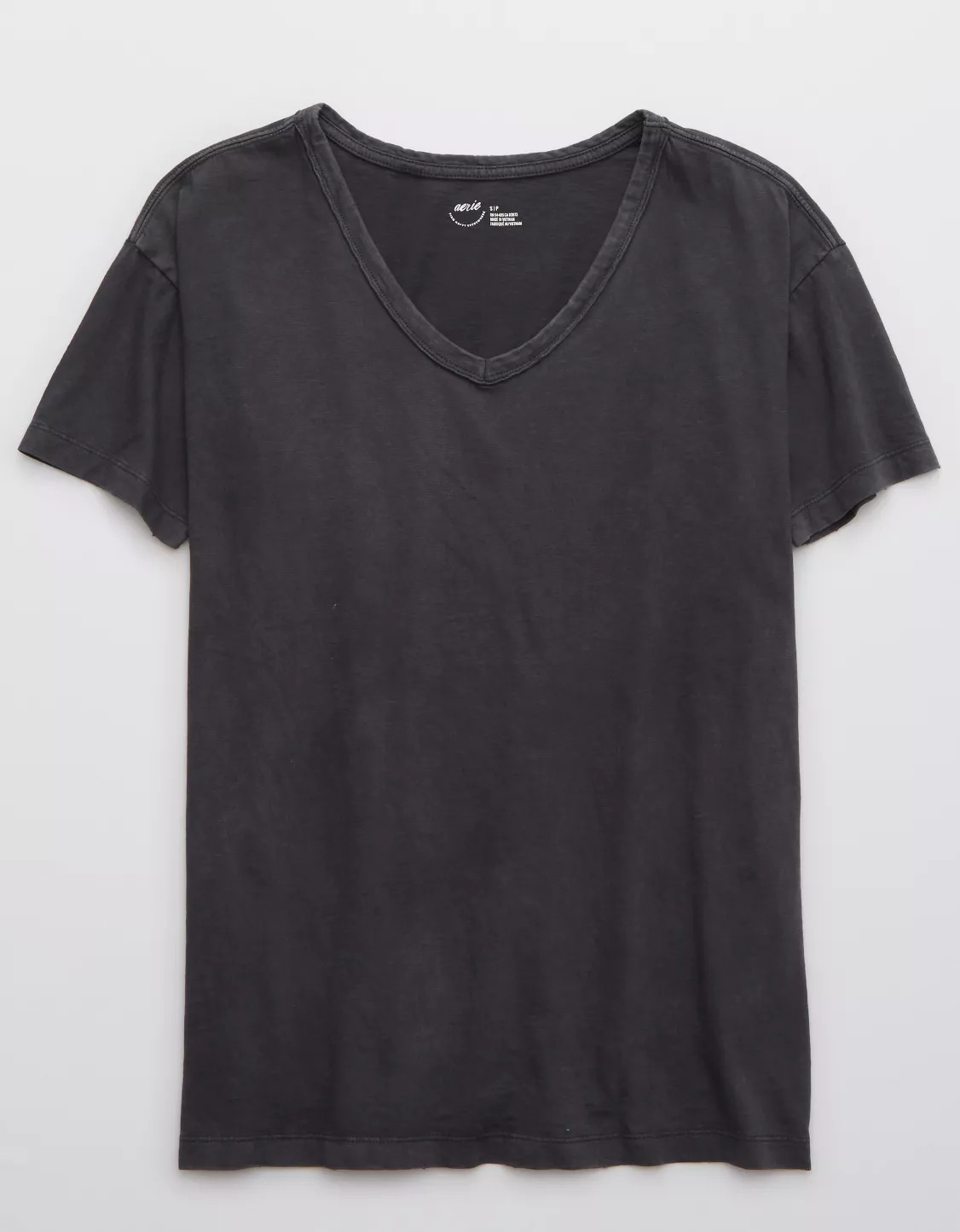 Aerie Distressed V-Neck Oversized Boyfriend T-Shirt | American Eagle Outfitters (US & CA)