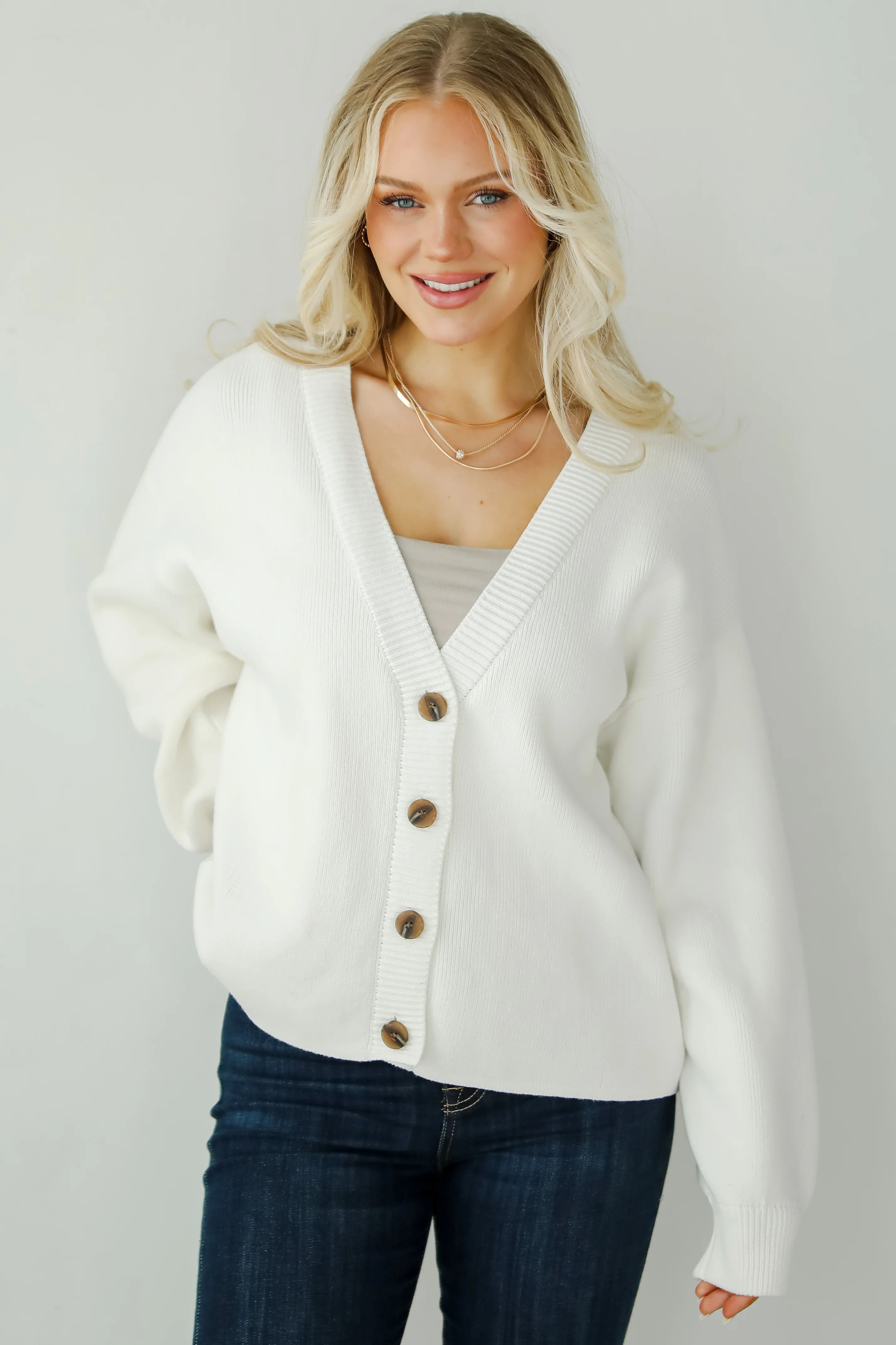 Cozy Ivory Oversized Sweater Cardigan | White Sweaters | DressUp | Dress Up