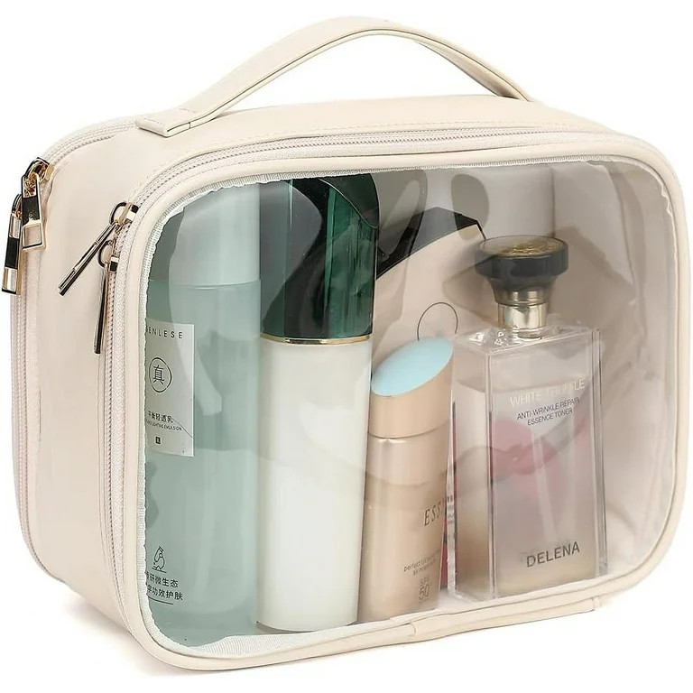 Travel Makeup Bag - Luxury Clear Cosmetic Bag with Zipper, Large Travel Toiletry Bags for Women, ... | Walmart (US)