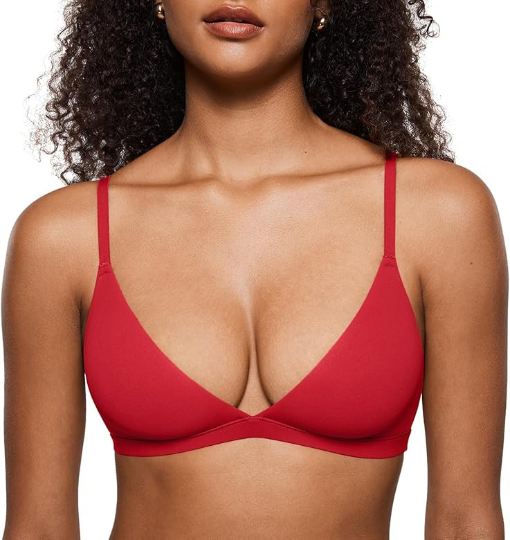 INLYRIC Women's Inbarely Triangle Bralette Plunge Unlined Seamless Bra No Underwire Sexy Comforta... | Amazon (US)