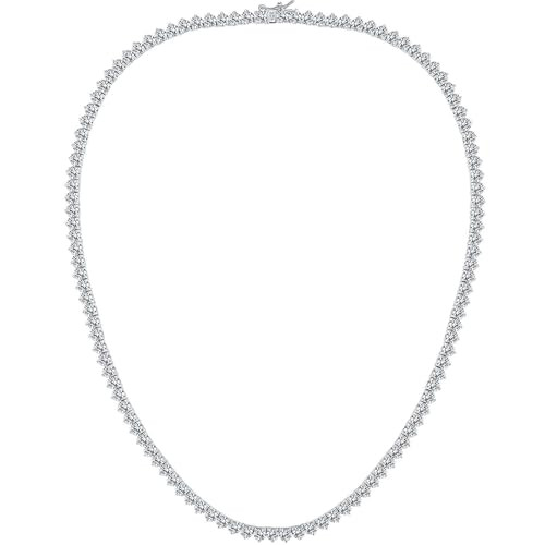 Gemsme 18K White Gold Plated Cubic Zirconia Classic Tennis Necklace (20inch) | Amazon (US)