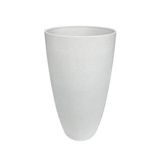 Acerra 11.5 in. x 20 in. H, Curved Vase Plastic Planter, White | The Home Depot
