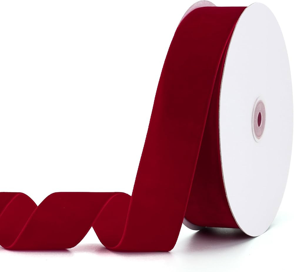 Red Velvet Ribbon 1-1/2" x 20Yd,Great for Gift Wrapping,Hair Bows Making, Wreaths,Wedding and Chr... | Amazon (US)