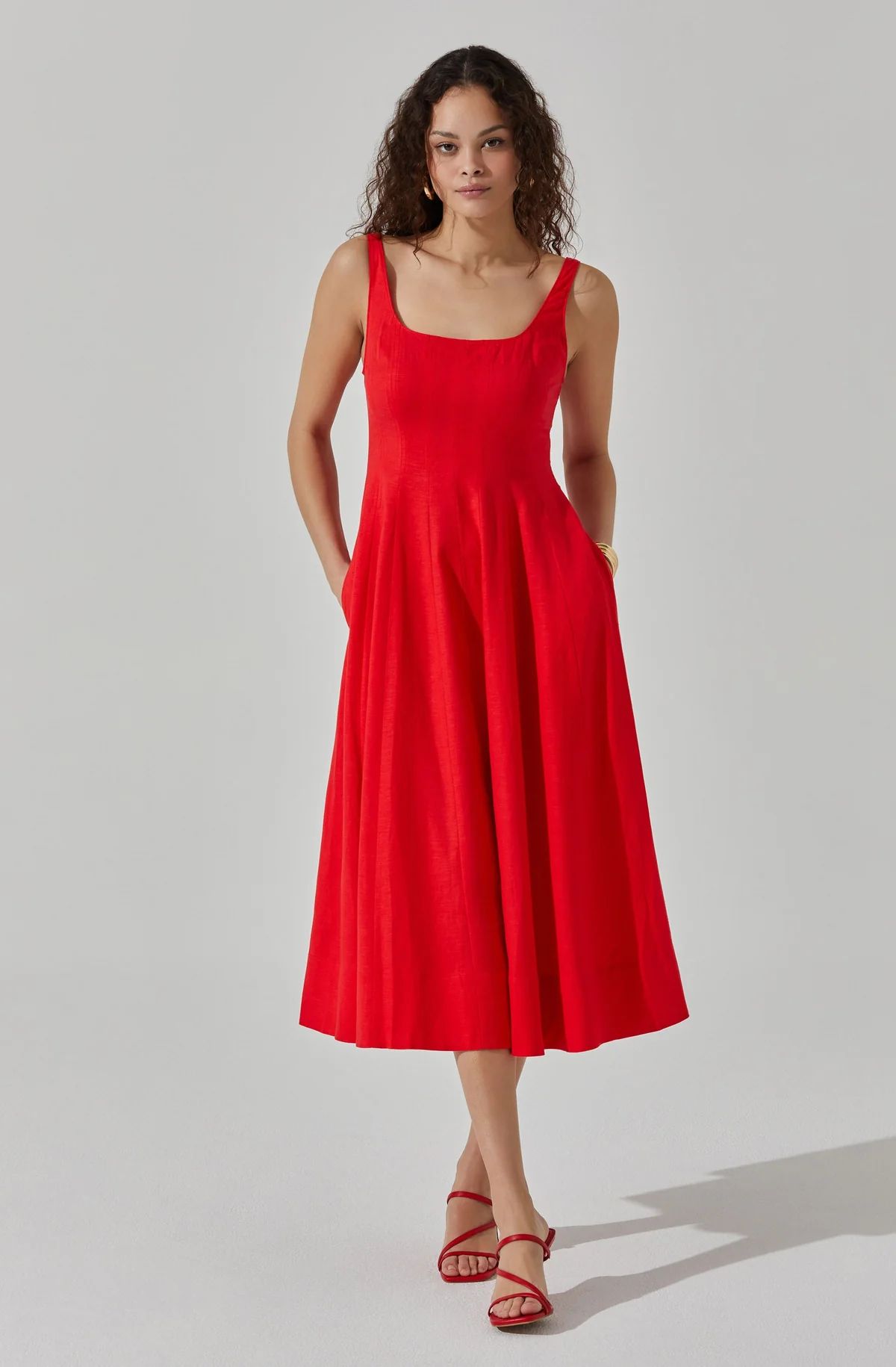 Linen Square Neck Midi Dress | ASTR The Label (US)