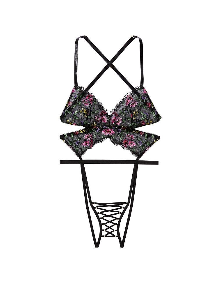 Embroidered Crotchless Lace-Up Teddy | Victoria's Secret (US / CA )
