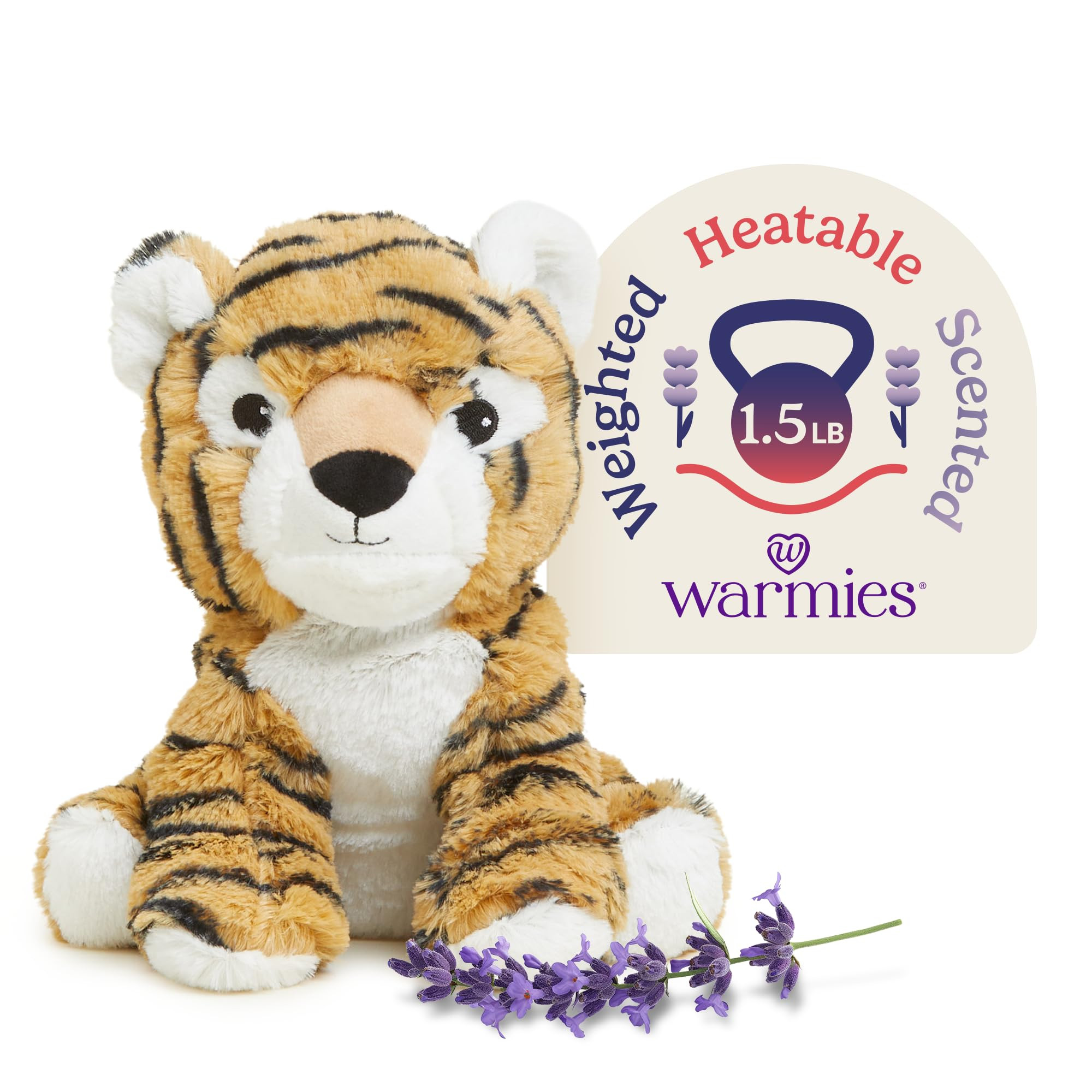 warmies Microwavable & Weighted Stuffed Animals, Tiger - Heated Stuffed Animal Plushie for Warmth... | Amazon (US)