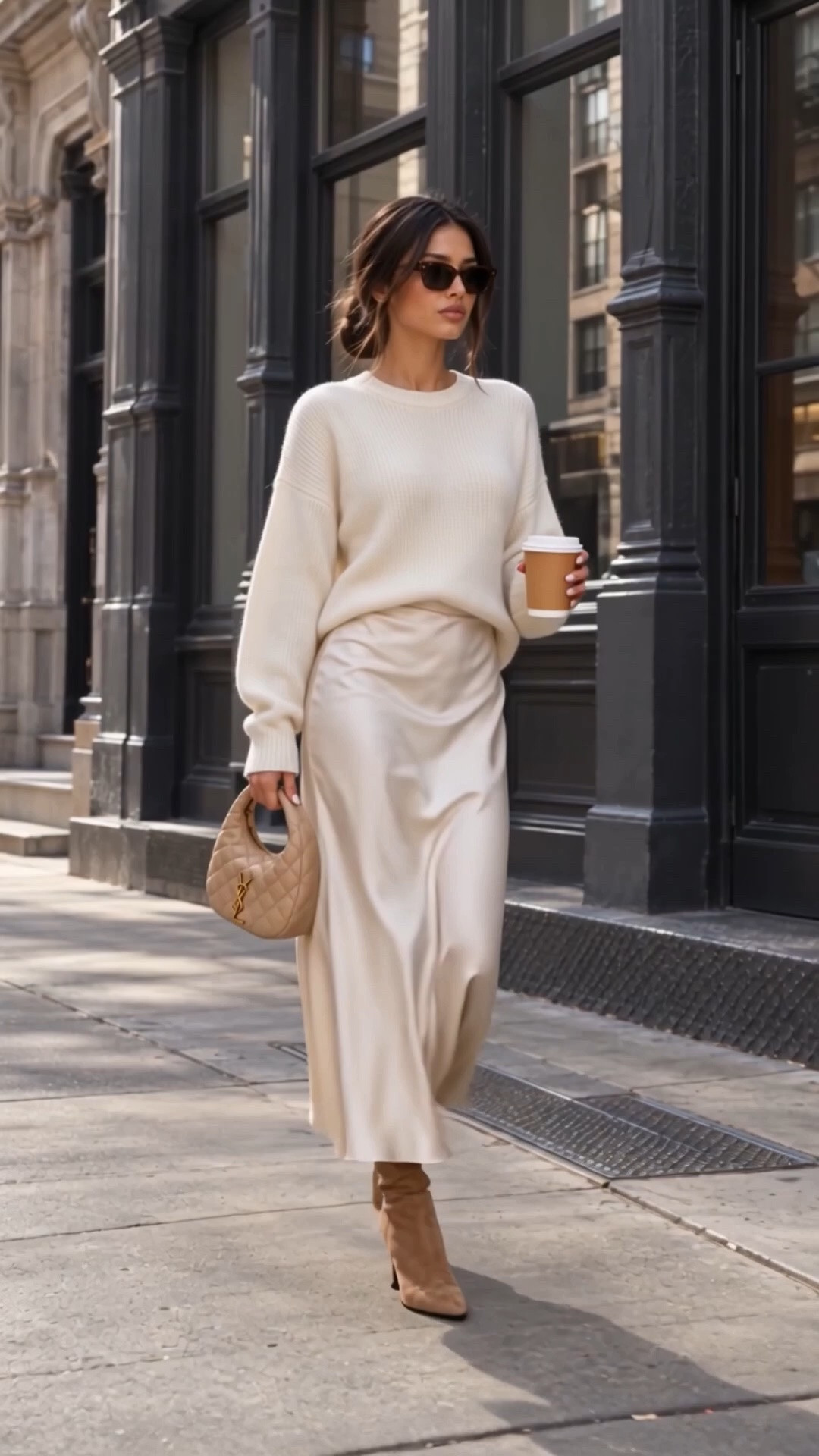 White on white fall chic outfit