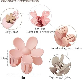 Hair Claw Clips 8PCS Flower Hair Clips Big Hair Clips Cute Claw Clips for Women Thick Hair, Large... | Amazon (US)