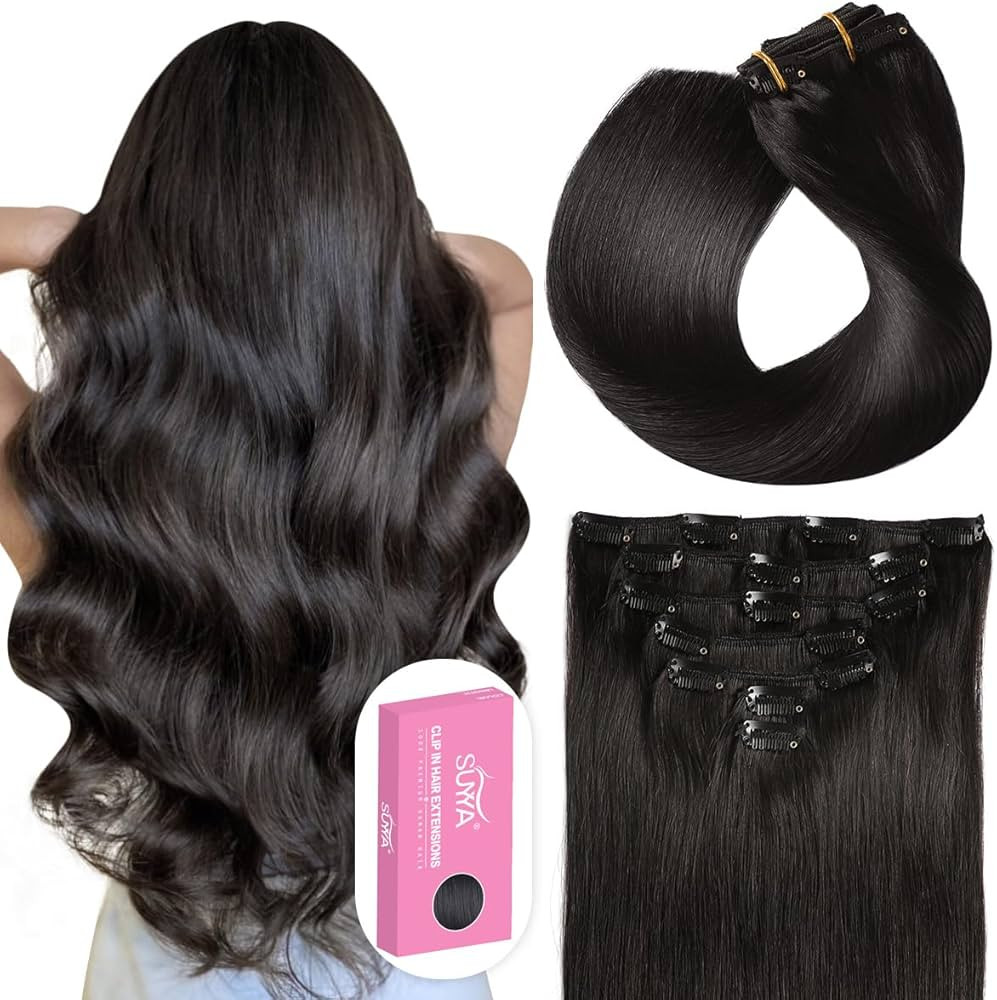 SUYYA Clip in Hair Extensions Real Human Hair,Human Hair Clip in Extensions Straight Human Hair C... | Amazon (US)