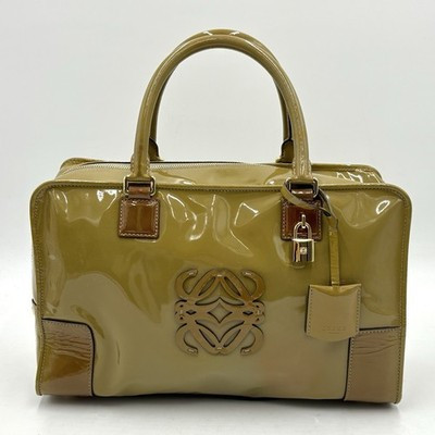 Auth Loewe Amazona 36 Patent Leather Hand Bag Mini Boston Bag 2Y4104 | eBay US