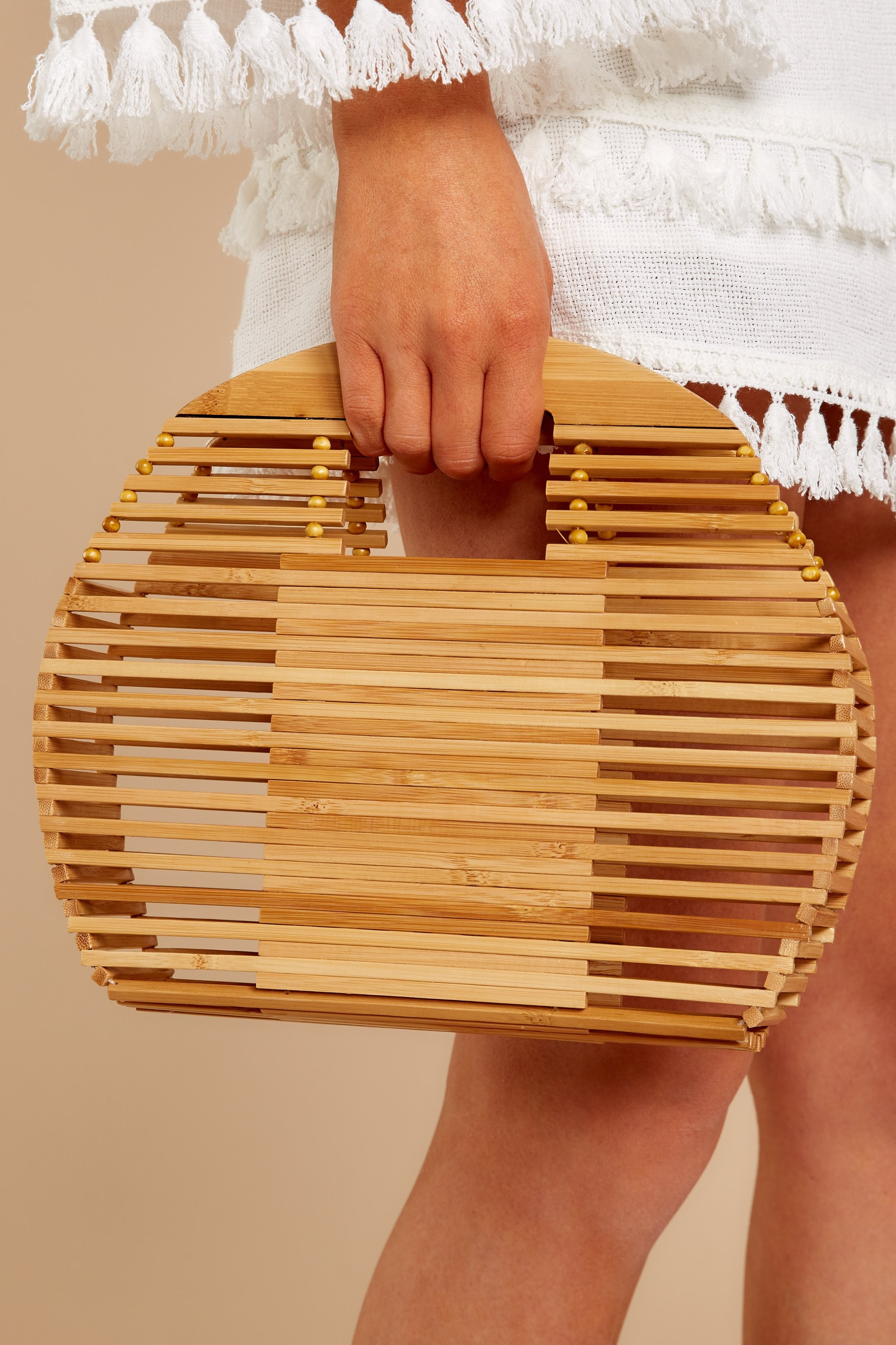 Quick To Go Light Brown Bamboo Bag Beige | Red Dress 