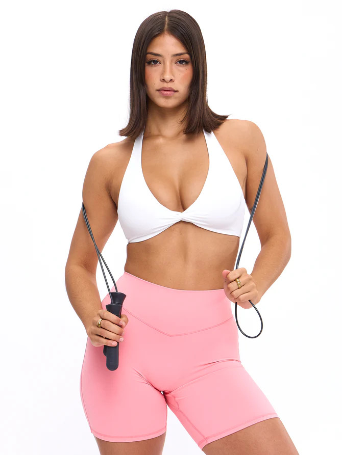 Twisted Halter Sports Bra - White | Buffbunny