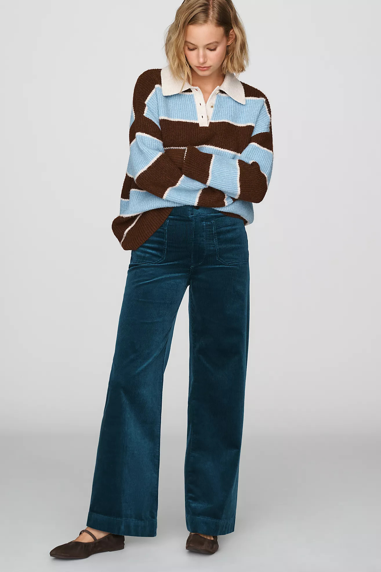 Maeve Colette Corduroy High-Rise Wide-Leg Full-Length Pants | Anthropologie (US)