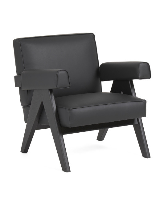 Made In Italy 25x28 European Oak Chandigarh Upholstered Arm Chair | TJ Maxx