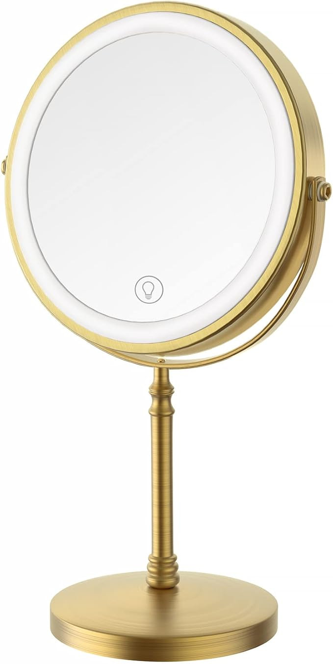 Lighted Makeup Mirror, 8" Rechargeable Double Sided Magnifying Mirror with 3 Colors, 1x/10x 360°... | Amazon (US)