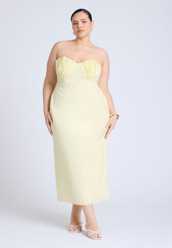 Cup Detail Poplin Column Dress | Eloquii