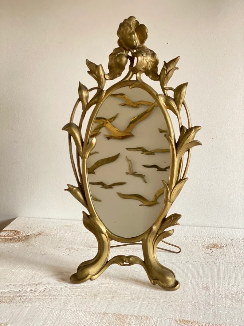 Vintage Iris Brass Vanity Mirror Vintage Ornate Decorative Brass Tabletop Mirror Art Nouveau Styl... | Etsy (CAD)