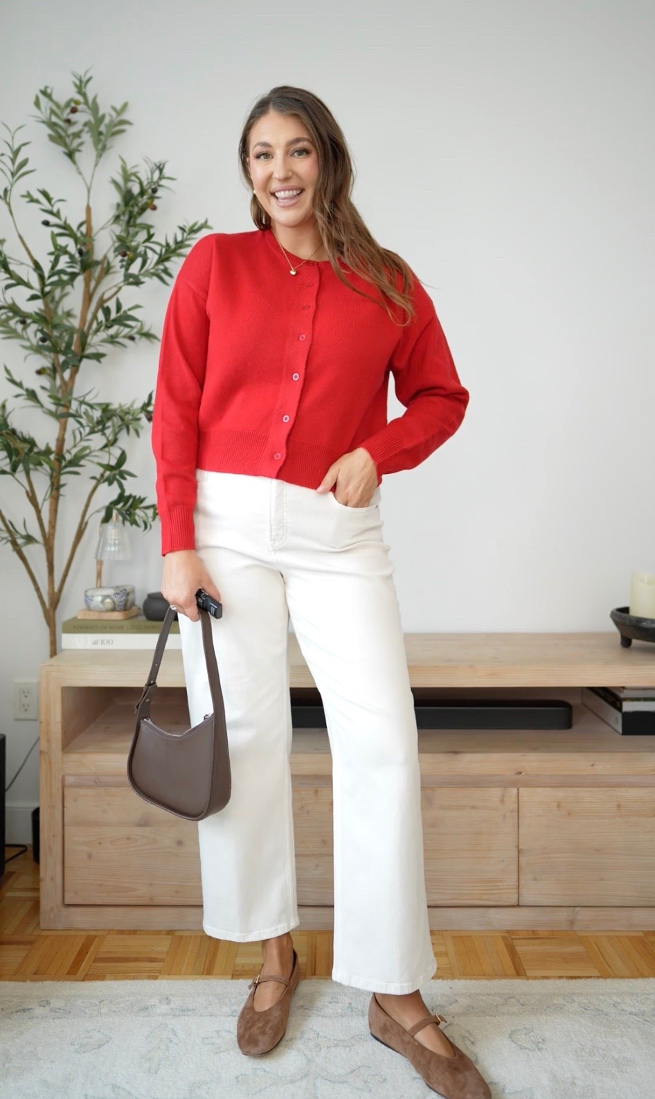 The red cardigan is the statement piece your fall wardrobe needs. Paired with cream jeans, brown accessories, and Mary Jane flats, it’s an effortless look that feels timeless, polished, and easy to recreate.

red cardigan, cream jeans, mary jane flats, fall outfit, classic style, neutral accessories, everyday chic, capsule wardrobe, preppy outfit, timeless fashion, casual fall look, effortless style, amazon fashion, elevated basics, wide leg jeans

#LTKootd #LTKSeasonal #LTKMidsize