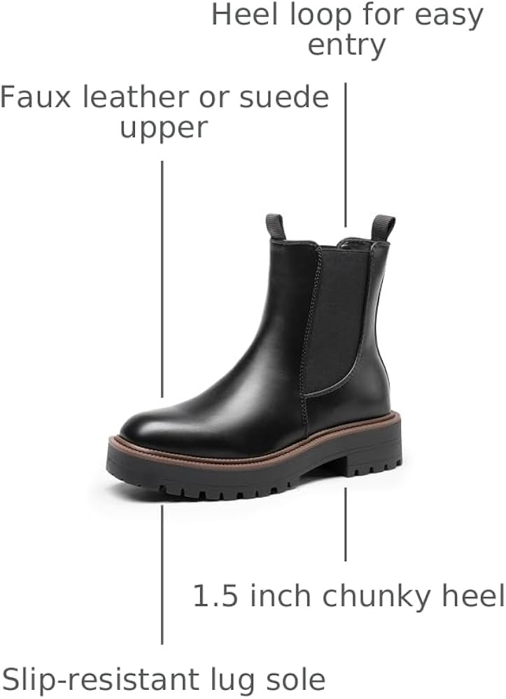 DREAM PAIRS Women's Chelsea Ankle Boots Square Toe Fashion Low Heel Lug Sole Platform Fall Bootie... | Amazon (US)