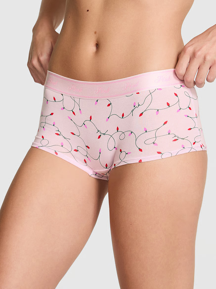 Buy Logo Cotton Boyshort Panty, Pink Tulip Lights Print - Order Panties online - Victoria's Secre... | Victoria's Secret (US / CA )