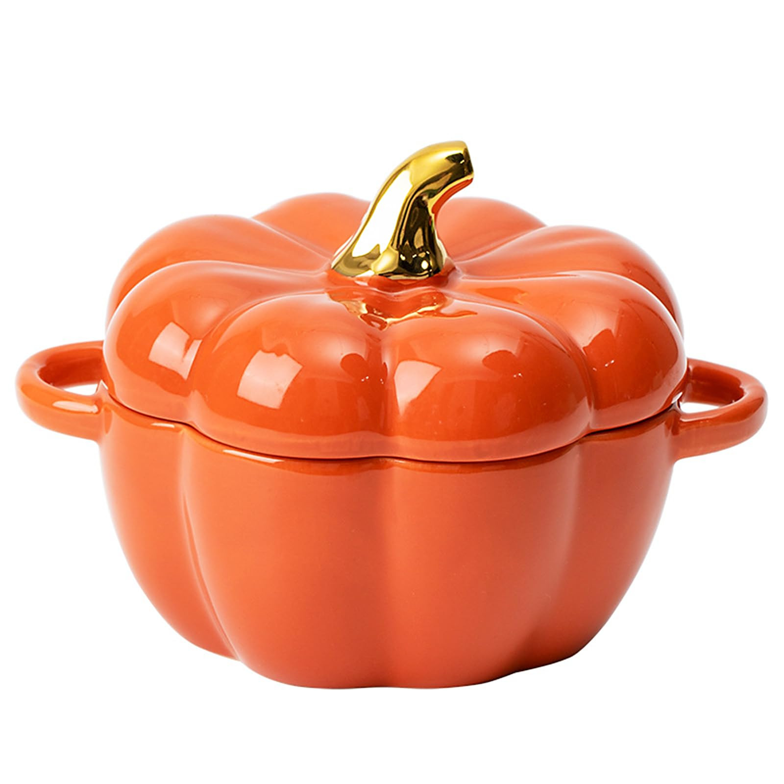 Dutch Oven Pot with Lid, Pumpkin Pottery Dessert Saucepan, Mini Baking Dish Cute Pumpkin Bowl, Covered Dutch Oven Ceramic Stockpot, Pumpkin-Shaped Casserole (Orange) | Amazon (US)