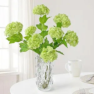 Light Green Hydrangea Artificial Flowers,4Pcs Snowball Viburnum Real Touch Outdoor Silk Flowers,L... | Amazon (US)